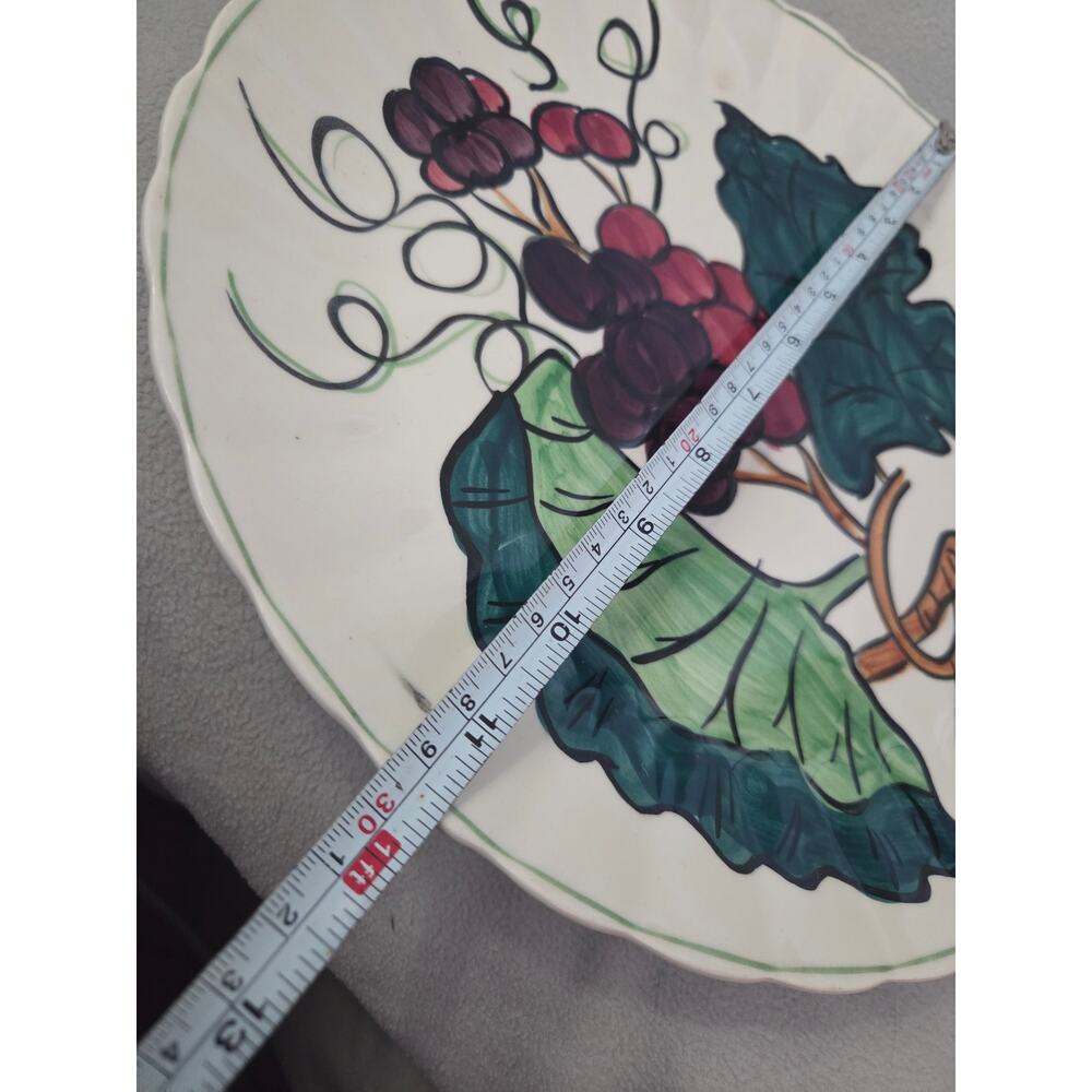 Vtg Blue Ridge Pottery Grape Plate Ribbed Ruffle Edge Green Fruit - Picture 6 of 6